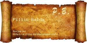 Pillis Balda névjegykártya